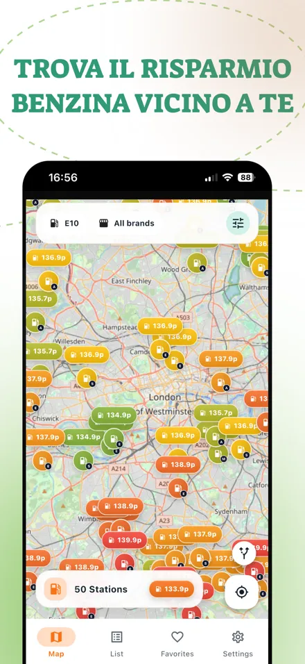 App Benzio — trova il risparmio benzina vicino a te